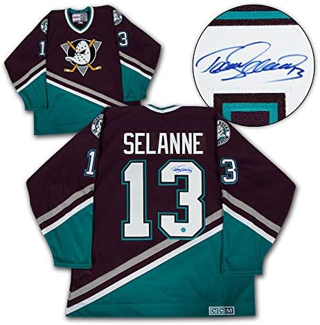 AJ Sports World Teemu Selanne Anaheim Mighty Ducks Autographed Retro CCM Hockey Jersey