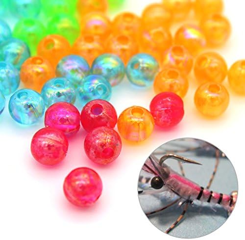 FlySoul 5 COLORS Pink Red Green Blue Orange AB Beads for Fly Tying Fishing Material (5/Colors)