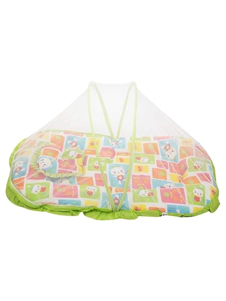 Mee Mee Baby Mattress Set with Mosquito Net and Pillow (Green)