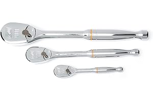 GEARWRENCH 3 Piece 1/4", 3/8" & 1/2" Drive Full Polish Ratchet Set, 90 Tooth - 81206T, Multi
