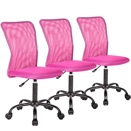 Mid Back Mesh Ergonomic Computer Desk Office Chair, Pink 3 Pack
