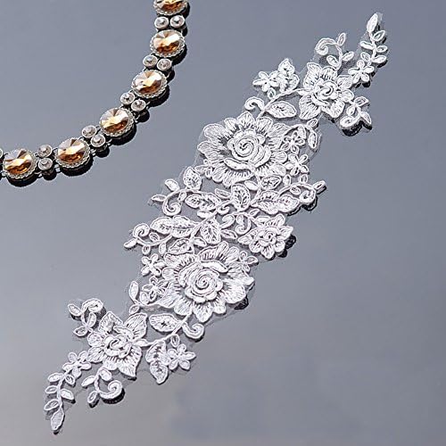 13x4" Ivory Flower Embroidery Corded lace Applique Bridal Veils Shoes Decoration Lace Applique Sold by 4 Pieces