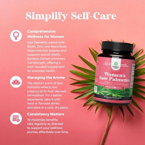 Saw Palmetto for Women 500mg - DHT Blocker for Women 30-Day Supply - Hair Vitamins for Hair Loss Supplement - Saw Palmetto Extract Capsules with Maca Root & Biotin - 90 Count
