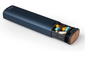 HigherHuman 7 Day Weekly Pill Organizer by mbarc - Premium Stylish Aluminum and Wood Large Capacity Pill Box for Supplements, Pills, Vitamins and Medicine.