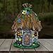 Exhart Twigs Roof Fairy House Outdoor Decor - Fairy Cottage Resin Statue with Solar Garden Lights, Miniature Fairy Hut Solar Home Decor for a Magical Fairy Garden, 9