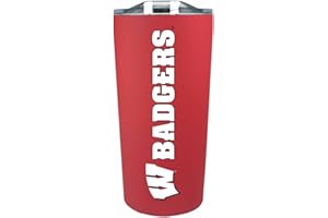 Campus Colors NCAA Stainless Steel Tumbler perfect for Gameday - 18 oz - Double Walled - Keeps Drinks Perfectly Insulated (Wisconsin Badgers - Red)