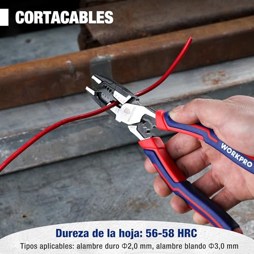 WORKPRO Universal Pliers, 5 in 1 Multifunctional Pliers with Wire Stripper, Wire Cutter, Professional Wire Stripper, Chrome Vanadium Steel, with Non-Slip Handle | Multifunctional Chrome Vanadium Steel Pliers with Wire Stripper, Cutter and Non-Slip Handle for Electricians