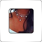 Asooll Boho Layered Necklaces Silver Star Choker Necklace Crystal Pendant Chain Jewelry Accessories for Women