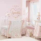 Lambs & Ivy Confetti Heart 4 Piece Crib Bedding Set, Pink/Gold