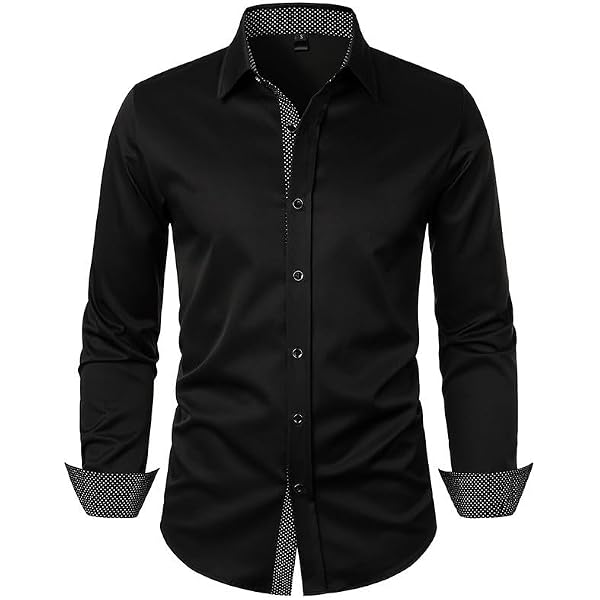 Amazon.com: Mens Dress Shirts Autumn Long Sleeve Button Down Shirt Men  Business Casual Top Black : Clothing, Shoes & Jewelry
