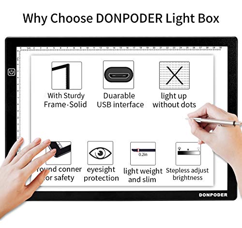 17in Light Box for Tracing- Light Board for Diamond Painting Art A4 Ultra Thin Light Pad for Drawing Sketching Animation Stencilling with 2 Magnetic Pins (2nd GEN Light pad-A4M)