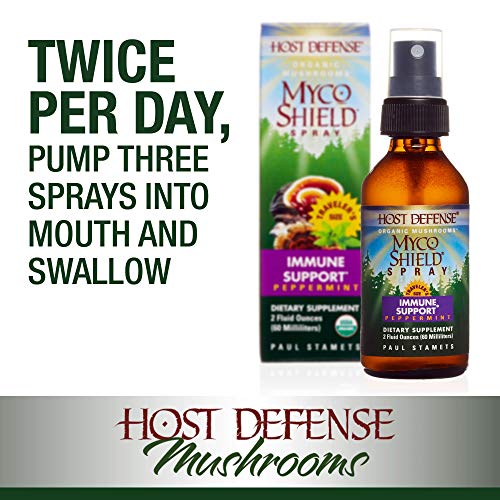 Host Defense - MycoShield Multi Mushroom Spray Peppermint, Daily Immune Support with Agarikon, Turkey Tails, and Reishi, Non-GMO, Vegan, Organic, 142 Servings (2 Ounces) - Thumbnail 3