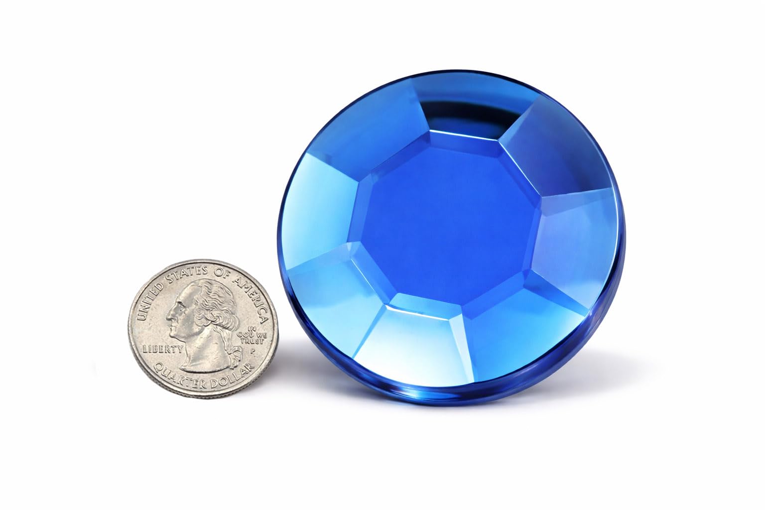 Allstarco 60mm Blue Sapphire H104 Large Acrylic Flat Back Rhinestones for Cosplay Costume Making, Props Embelishments Plastic Gems Decor Jewels - 2 Pieces