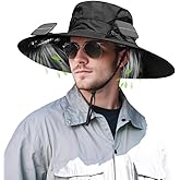 Solar Powered Fan Hat for Men Women Wide Brim Hat with 2 Fans UPF 50+ Outdoor Fishing Beach Sun Hat