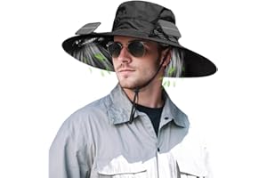 INKARTS Solar Powered Fan Hat for Men Women Wide Brim Hat with 2 Fans UPF 50+ Outdoor Fishing Beach Sun Hat