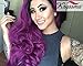 K'ryssma Lace front Wigs for Women - Long Wavy Purple Wig Ombre Dark Roots Heat Resistant Glueless Synthetic Hair Wigs 24 inches + 2 Pcs Wig Caps