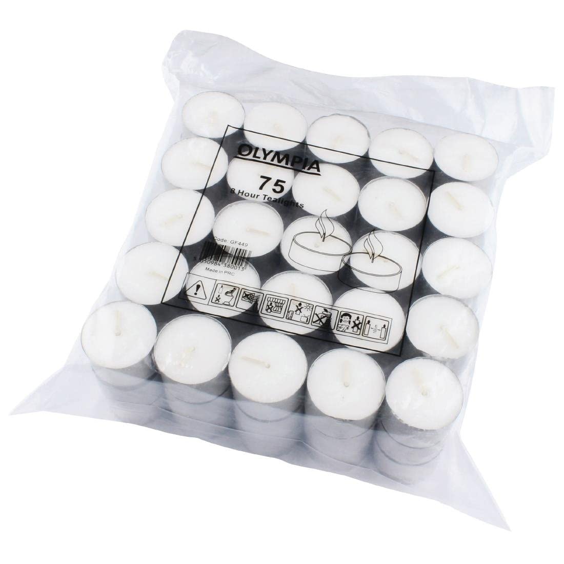 Olympia 8 Hour Tealights White Wax Candles Mood Lighting Pack of 75