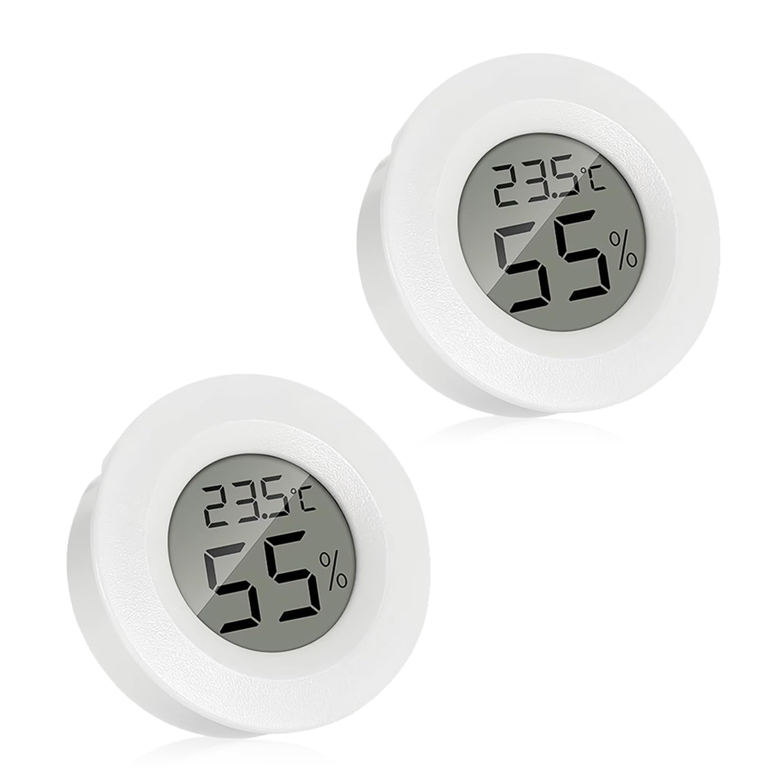 Reptile Thermometer, 2PCS Digital Hygrometer Thermometer Versatile Temperature & Humidity Monitor for Terrarium, Vivarium, Lizard, Tortoise Tank, Switchable Celsius/Fahrenheit Display (White)