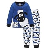 Hooyi Toddler Boys Pajama Set Girls Sleepwear Cartoon Shaun The Sheep 4-5Year (110(5)) Blue