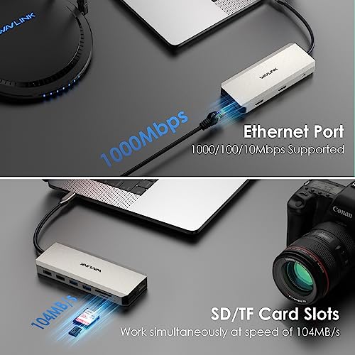 WAVLINK 12 in 1 USB C Docking Station, Dual HDMI Dockingstation USB C, Multiport Adapter mit 4K Dual HDMI, DP, 100W PD IN, USB3.0, USB2.0, RJ45, SD/TF Slots, Audio/Mic