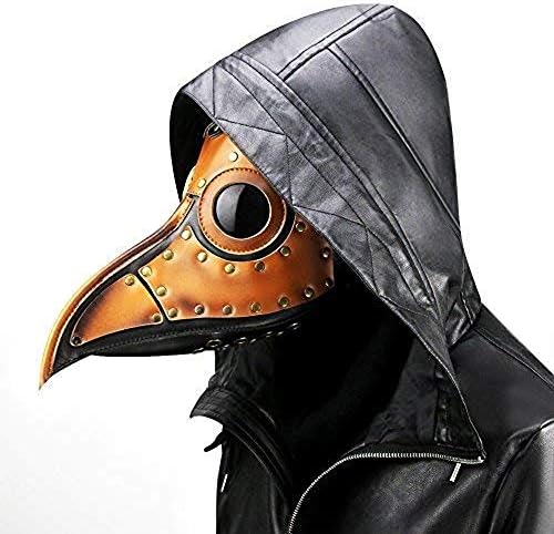 Xinhuamei Retro Steampunk Plague Beak Mask Halloween Props Leather Mask Gothic Vintage Costume Plague Bird Doctor Nose Cosplay Party Accessory Adult-Black