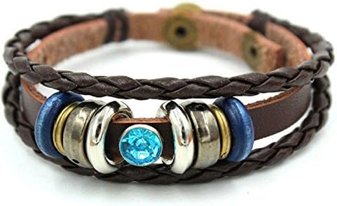 Bracelet for men - Crystal Shape - Good Quality - Alloy Leather Brown