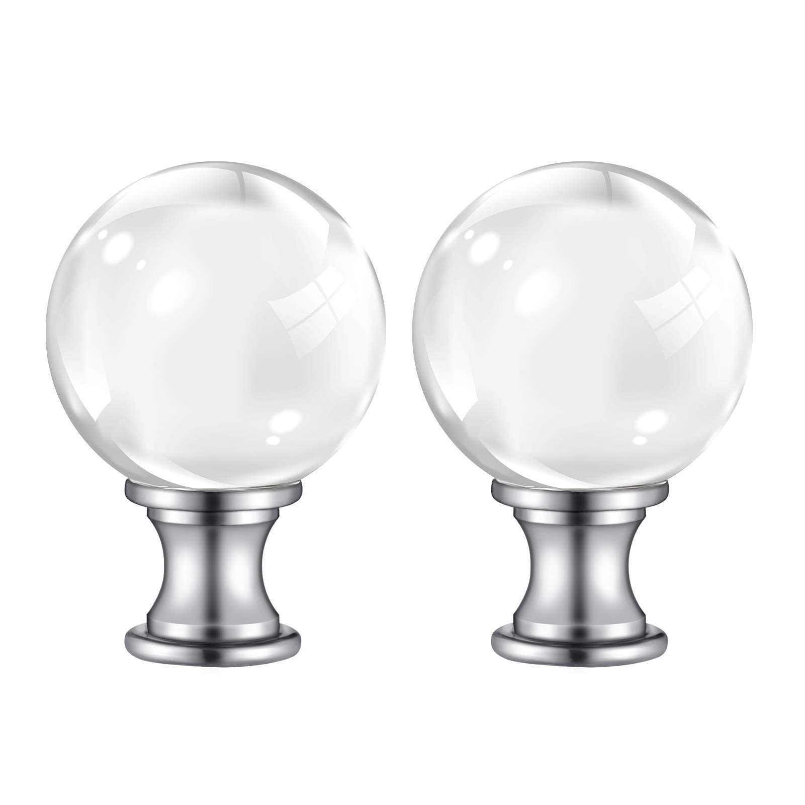 Photo 1 of ?2 Pack?PEESIN Lamp Finials, 1/4-27 Inch Threaded Base Glass Ball Lamp Finials Decorative, Finials for Lamps with Chrome Base, Lamp Shade Screw Cap for Table or Floor Lamps