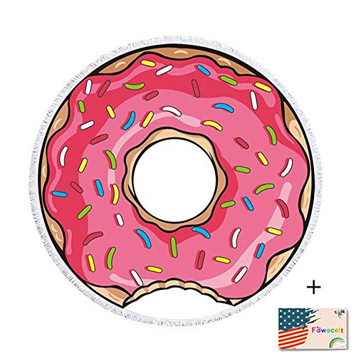59 Inch Thick Round Donut Beach Towel Blanket - Large Microfiber Soft Sand Free Towel Carpet Yoga Mat for Women & Girl Use for Bath/Pool/Beach Times - Thumbnail 6