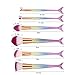 Coshine 10pcs Rose Gold Unique Mermaid Makeup Brush Set Cosmetic Tools Kits (6pcs mermaid brushes)