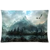 Generic Skyrim Landscape Pattern Printed Custom Zippered Rectangle Pillow Cases 20x30 (Twin sides)