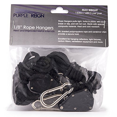 Purple Reign Pair of 1/8" Adjustable Rope Hangers For Grow Light Fixtures & Gardening - Thumbnail 3