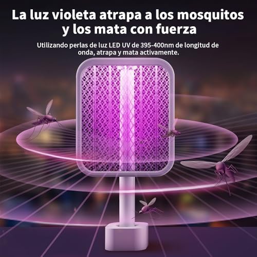 Zamus Raqueta Mosquitos, Raqueta Electrica para Mosquitos Recargable USB con Batería Recargable de 1200 mAh, Rotación de 180 Grados, para Cocina Jardín Terraza