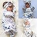 Newborn Baby Floral Print Sleepsack Nightgowns Coming Home Outfits with Headband size 0-3Months (White)