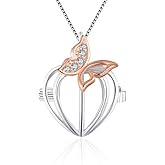 LGSY 925 Sterling Silver Lovely Pink Butterfly Cage Pendants Crafting Charm for DIY Necklace Bracelet Jewelry Making