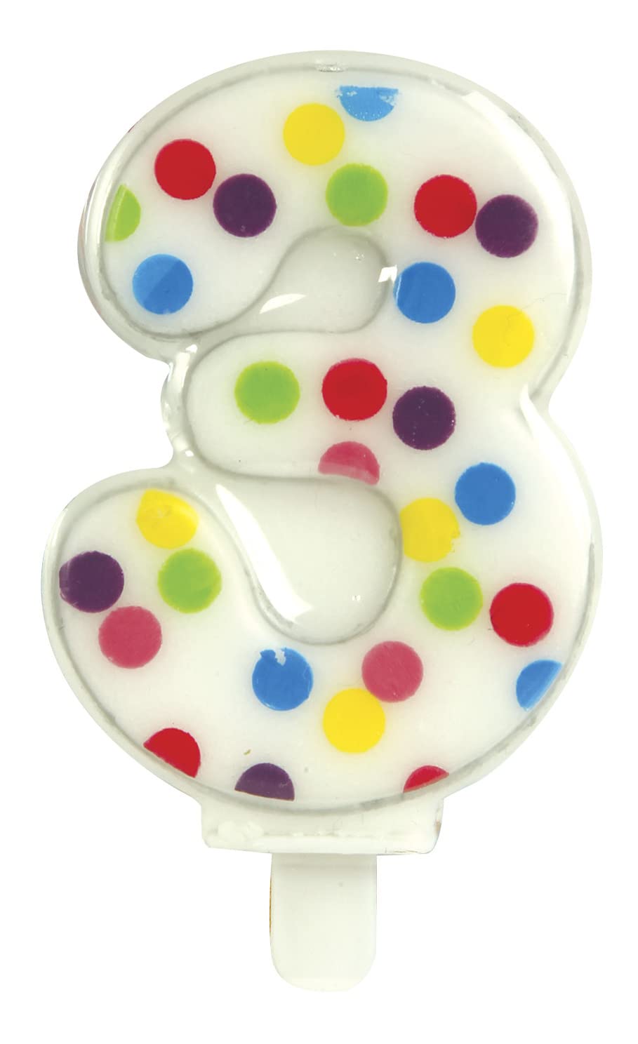 Guirca -32515 Candle Number 3 Inches with Dots for Cake Decoration, Multi-Colour, 6.5 cm