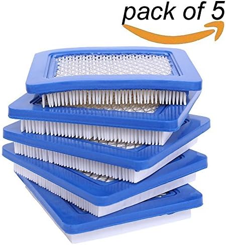 DJHFNC nc 5 Pack 491588S Air Filter, Replace for Briggs Stratton 491588 4915885 Flat OEM Air Cleaner Cartridge, Lawn Mower Air Filter