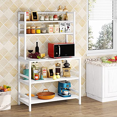 Tribesigns Kitchen Bakers Rack with Storage and Hutch, 5Tier Kitchen Microwave Cart Stand Rack