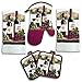 Lobyn Value Packs - Wine Lover’s Kitchen Set: 5 Pieces with Grape & Wine Bottle Motif, includes 2 Artistic Dish Towels, Oven Mitt, and 2 Quilted Potholders