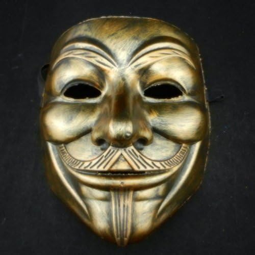 MASK PARTY - Halloween Killer Clown Horror Party Deluxe Costume Prop Masquerade Prom Carnival Mask (V Bronze &amp; Gold)