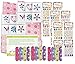 Spa Party Supplies for Girls - Mini Emery Boards (12), Colored Hair Clip Braids (12), Body Jewels (12), Nail Decal Sets (12), Pink Cello Bags (12) and Facial Recipes, Total 61 Pieces