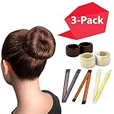 Hawwwy 3-Piece Hair Bun Maker, Easy Snap-and-Roll Bun Tool, Original Magic Bun Tool, Donut Hair, Perfect Bun Makers, French Twist Donuts Updos Kids Women Ballerina Bun Shaper Brown Blonde Copper 3pk