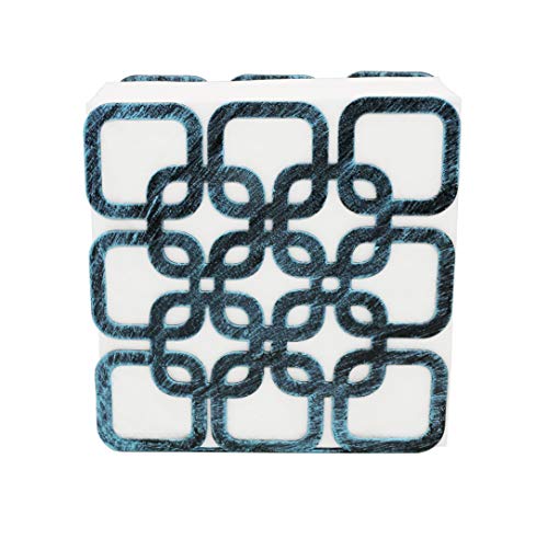 Turquoise Metal Square Shape Tabletop Napkin Holder, Freestanding Tissue Dispenser