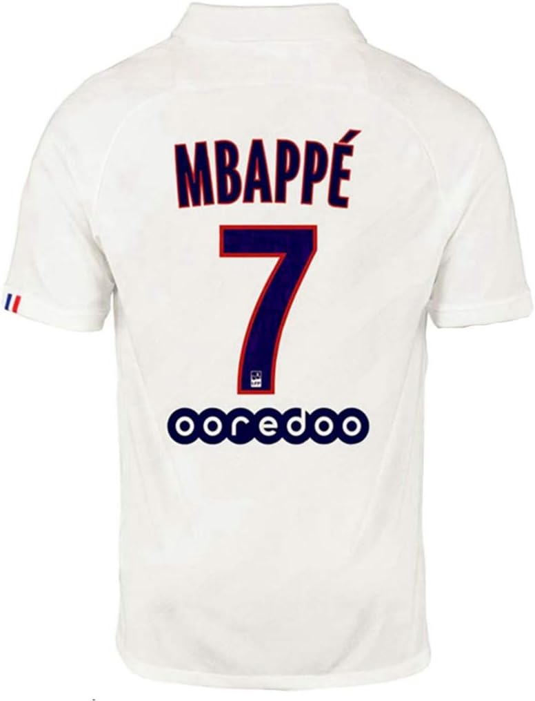 PSGTN Paris St Germain Second Away 7 MBAPPE 2019/2020 Season Mens Soccer Jersey White (S-XXL)