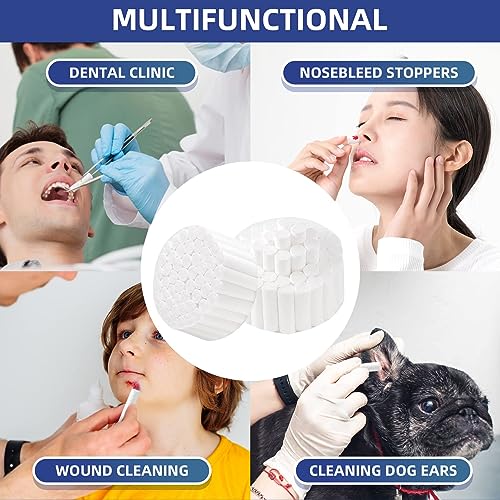NALACAL 400 PCS Dental Gauze Rolls Cottons Pads, Nosebleed Kit Accessories #2 Medium 1.5" Mouth Gauze Nose Plugs for Dental Clinic, Household