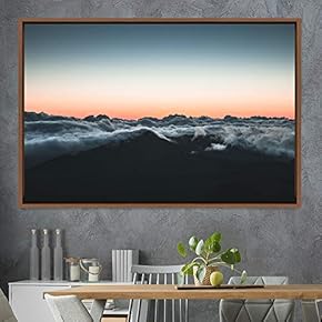 signwin Framed Canvas Wall Art Foggy Mountains Aerial...