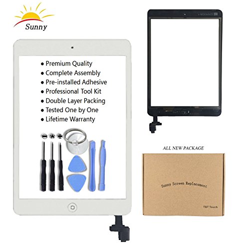 White Glass Replacement Digitizer Replacement Screen Replacement for iPad Mini Model A1432 A1454 A1455 A1489 A1490 Full Digitizer Glass Assembly Kits Includes Adhesive Stickers and Professional Tools