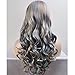 BERON 27 Inches Colorful Wig Long Curly Wig Women Girls Charming Full Wigs for Cosplay Pastel Wigs with Wig Cap (Grey/Green/Brown/Blue)