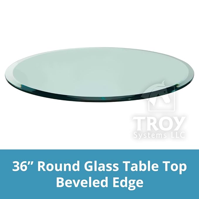 36" Inch Round Glass Table Top, 1/2" Thick, Beveled Edge, Annealed