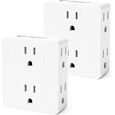 Unidapt Multi Plug Wall Outlet Extender, 6 AC Power Sockets, 2 Pack | Side Splitter Box, Multiple Outlets Expander for Home, Hotel, Office and Dorm, Flat Plug Power Strip Alternative