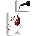 Pinetree Art Wine Wall Decor for Kitchen Modern Kitchen Wall Art Dinning Room Wall Decor 2 Panels Wine Canvas Art for Home Kitchen Decoration (wine a bit)